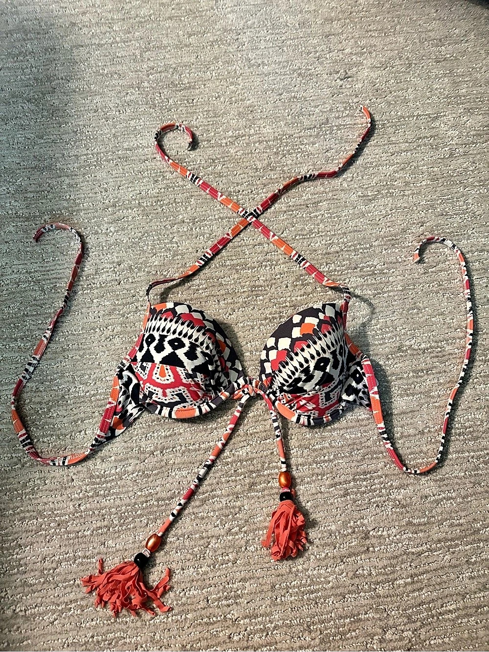 Jets by Jessika Allen Geometric print tie Bikini Top